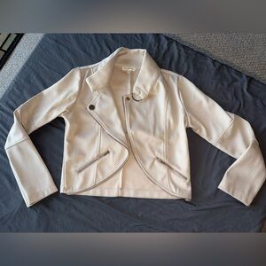 Blu Pepper Cream Moto-Style Women's Leather Jacket